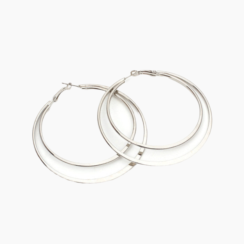 EAMTI Exaggerated geometric double-layer big circle earrings