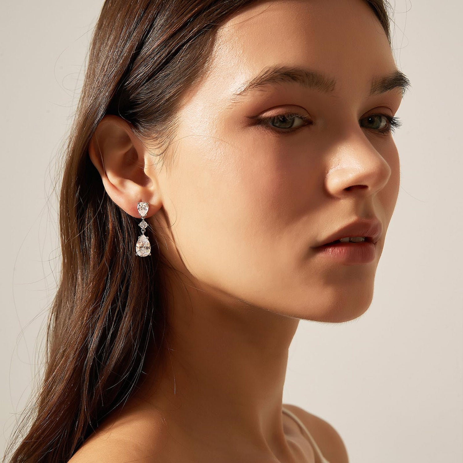 sterling silver, oval cut, cz stones, statement earrings, cheap earrings