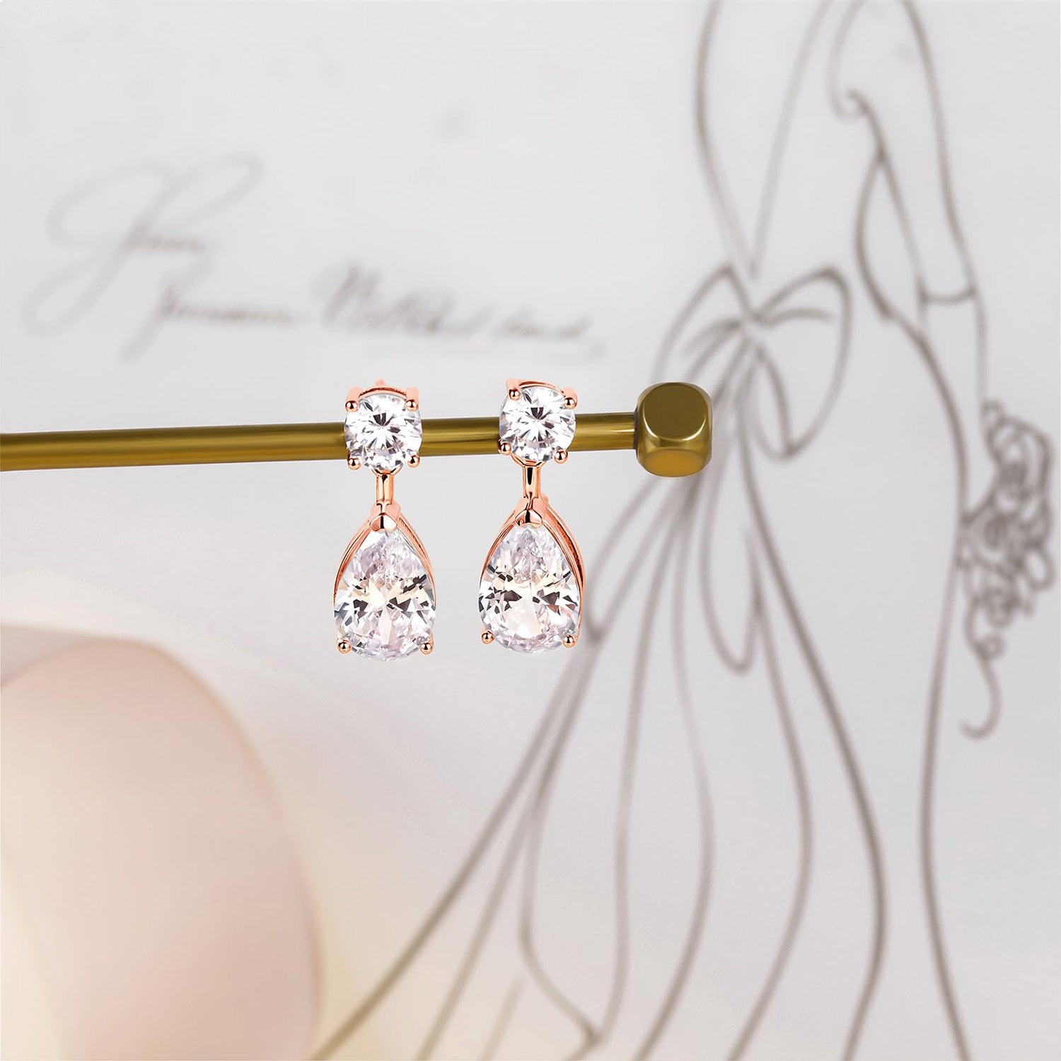 pear cut, danity earrings, statement earrings, cubic zirconia earrings studs