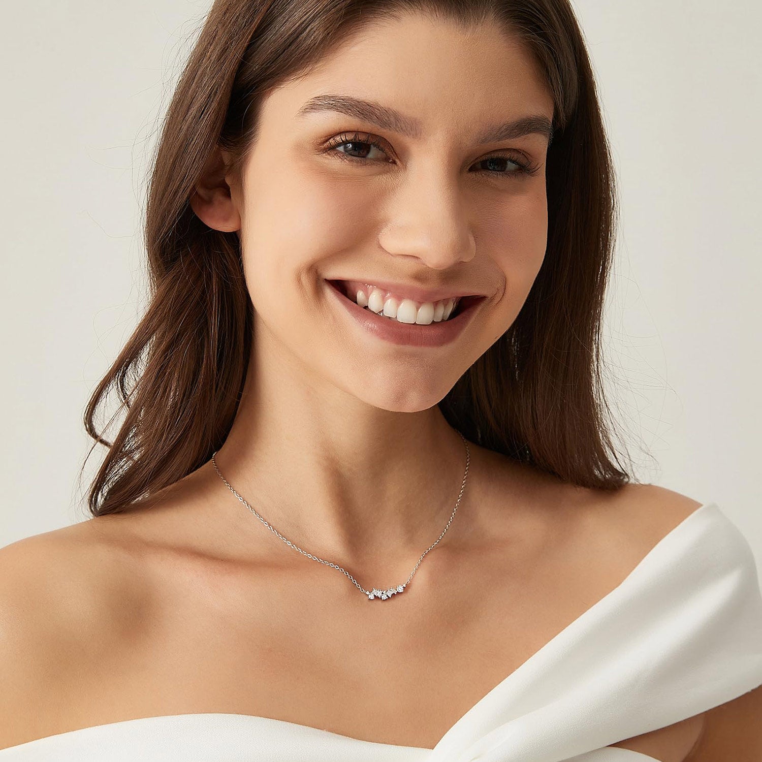 sterling silver necklace, silver necklace, silver gemstone necklace, cubic zirconia necklace, danity necklace, cluster necklace