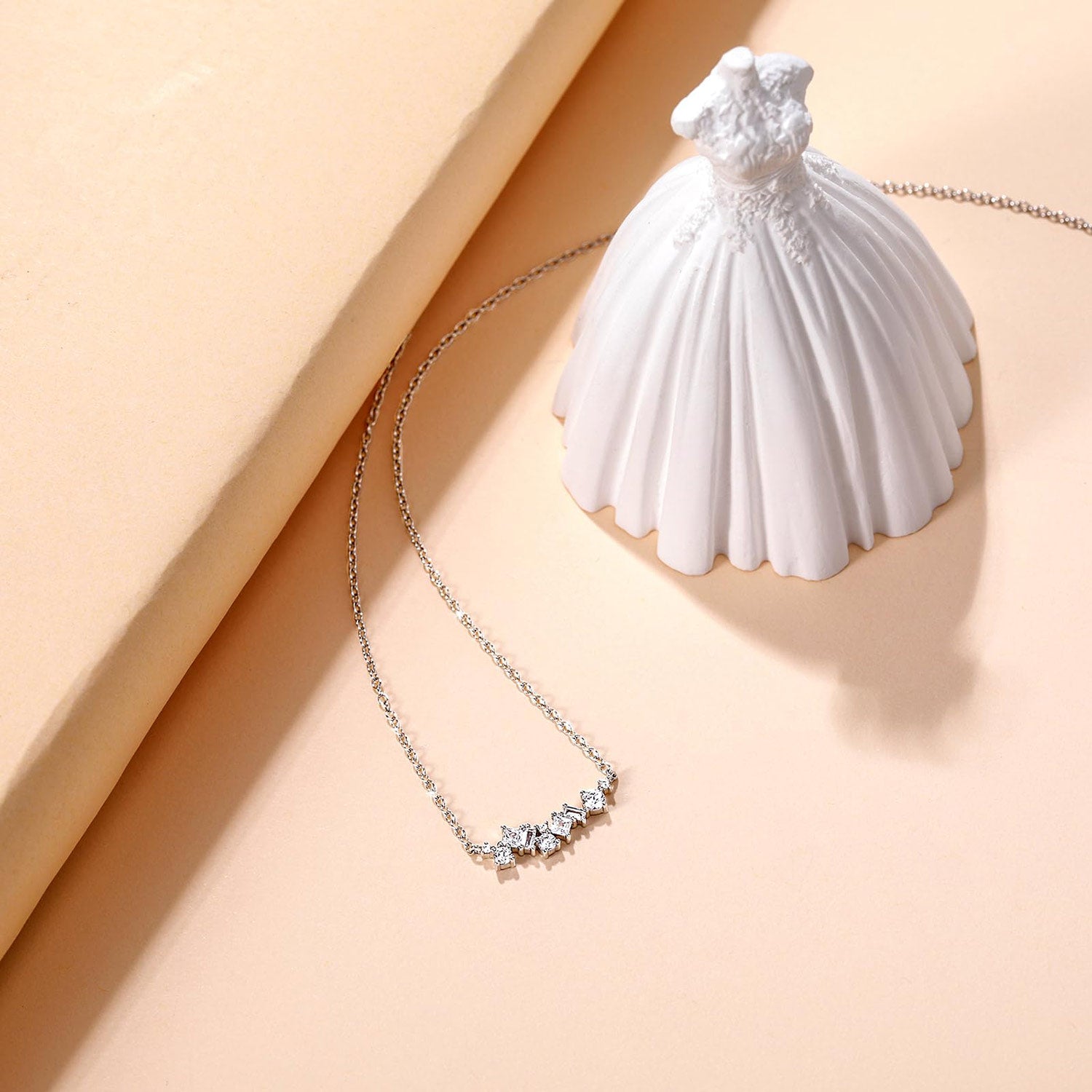 sterling silver necklace, silver necklace, silver gemstone necklace, cubic zirconia necklace, danity necklace