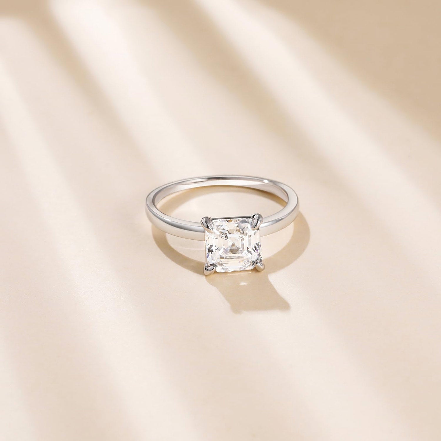 2CT engagement ring, asscher cut ring, cubic zirconia ring, sterling silver ring, asscher, travel ring, silver engagement rings