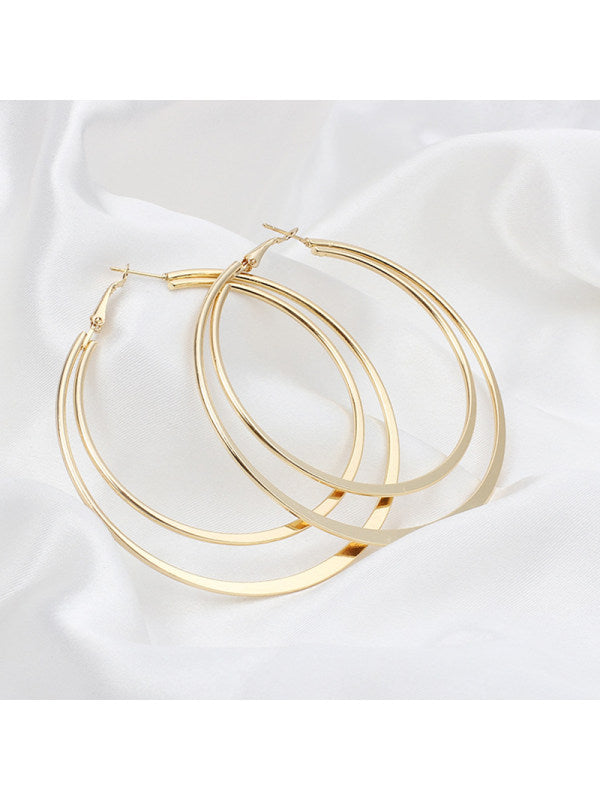 EAMTI Exaggerated geometric double-layer big circle earrings