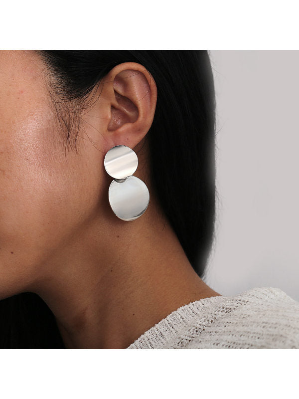 EAMTI Fashion Exaggerated Big Brand Alloy Simple Earrings