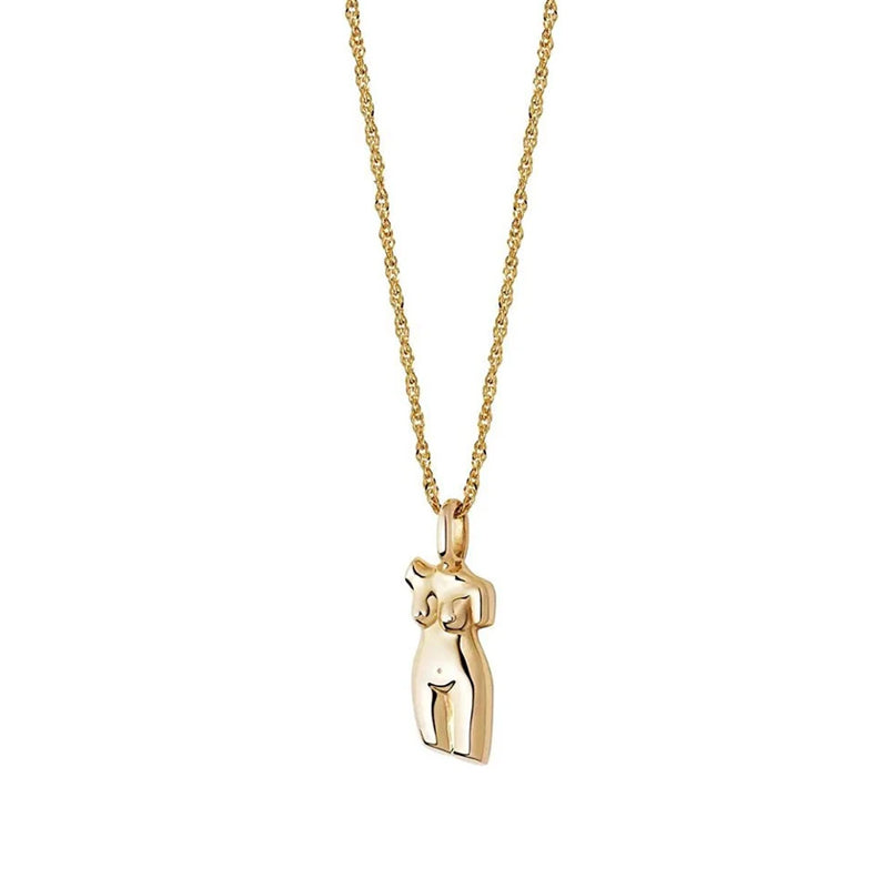 Simple abstract body gold-plated necklace
