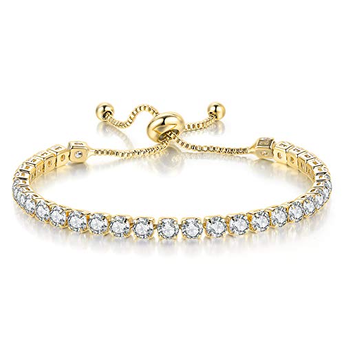 yellow gold bracelet; green cubic zirconia bracelet; Eamti;
