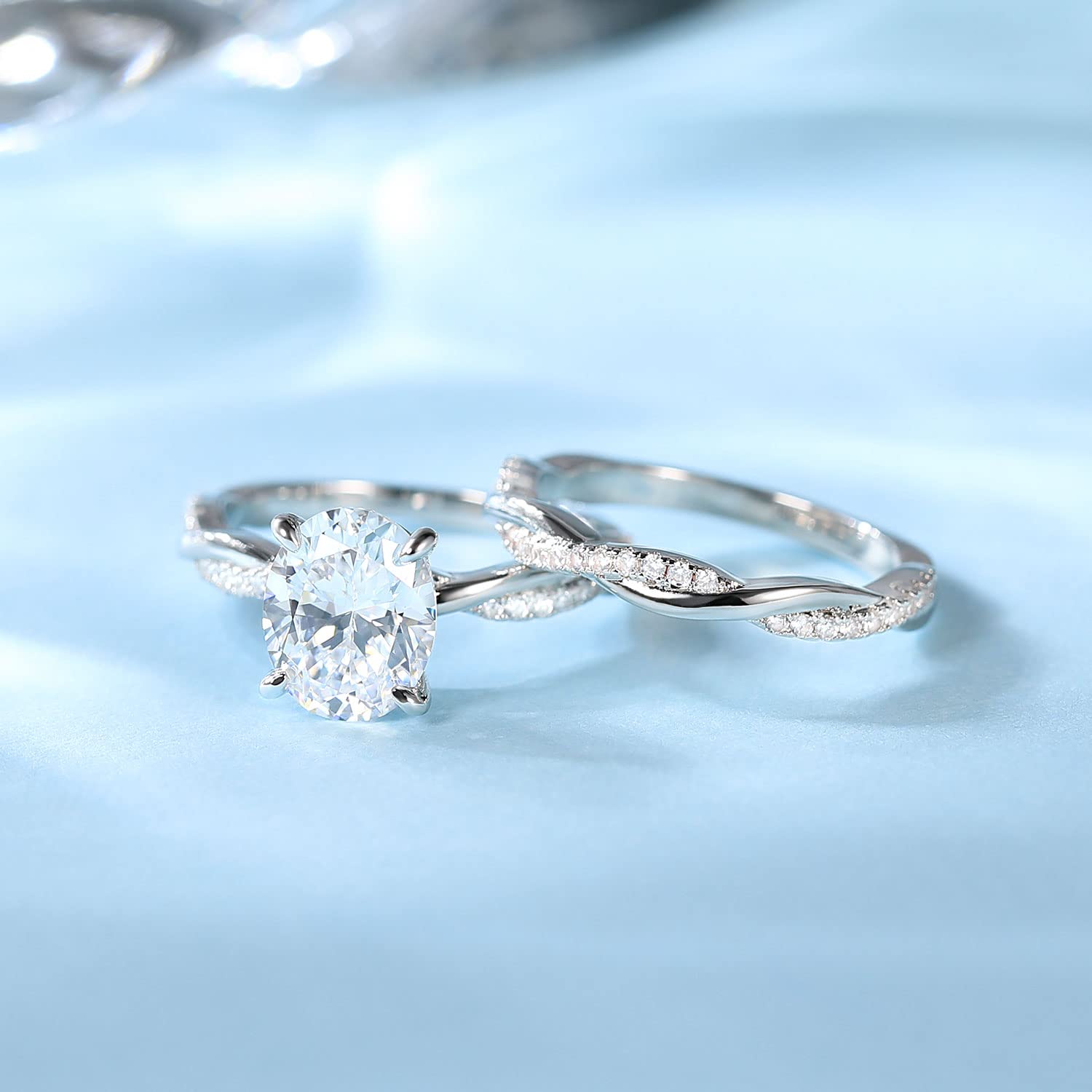 oval engagement rings, cubic zirconia engagement rings, cz engagement rings, unique wedding ring sets, unique wedding ring sets, fake bridal set rings