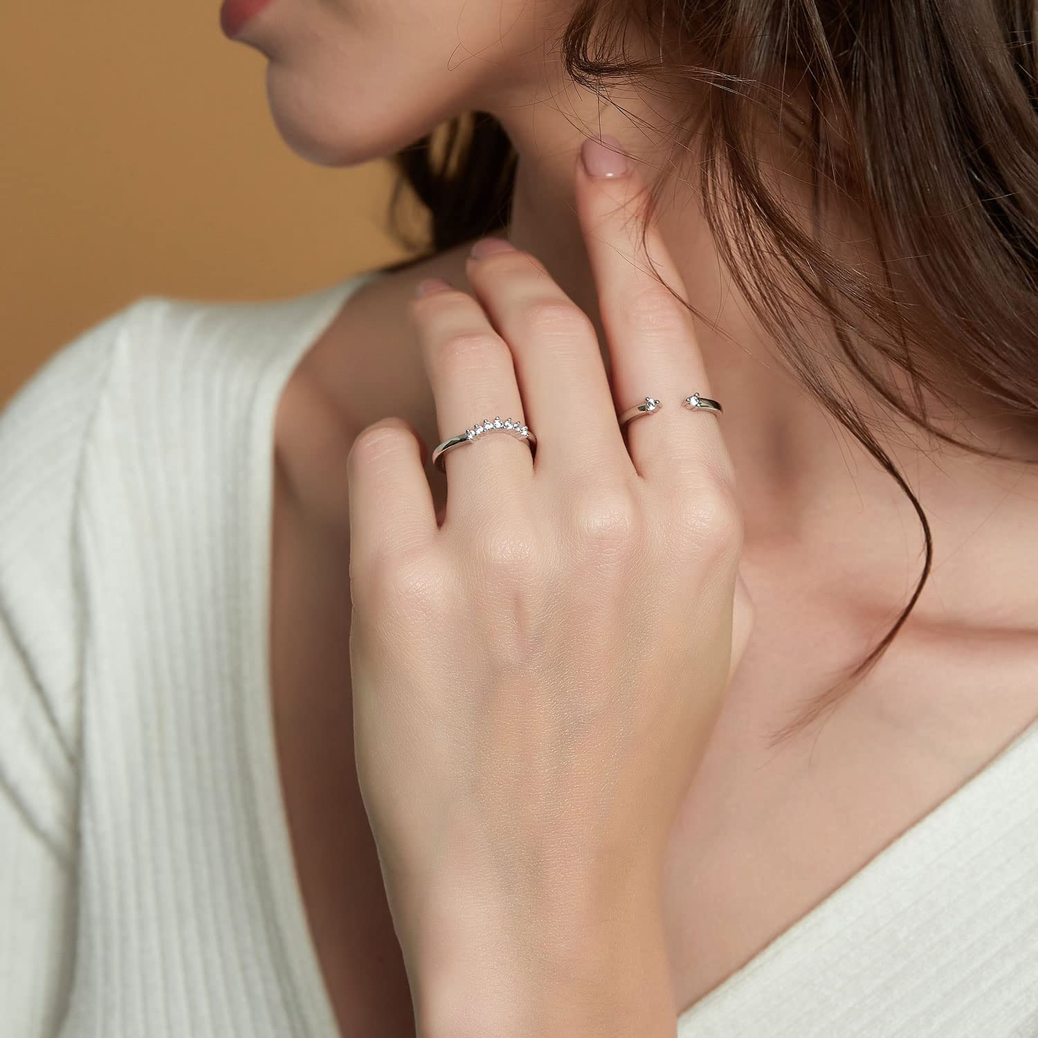 moon ring, stackable rings for women, cubic zirconia rings, stacking rings, s925 wedding rings
