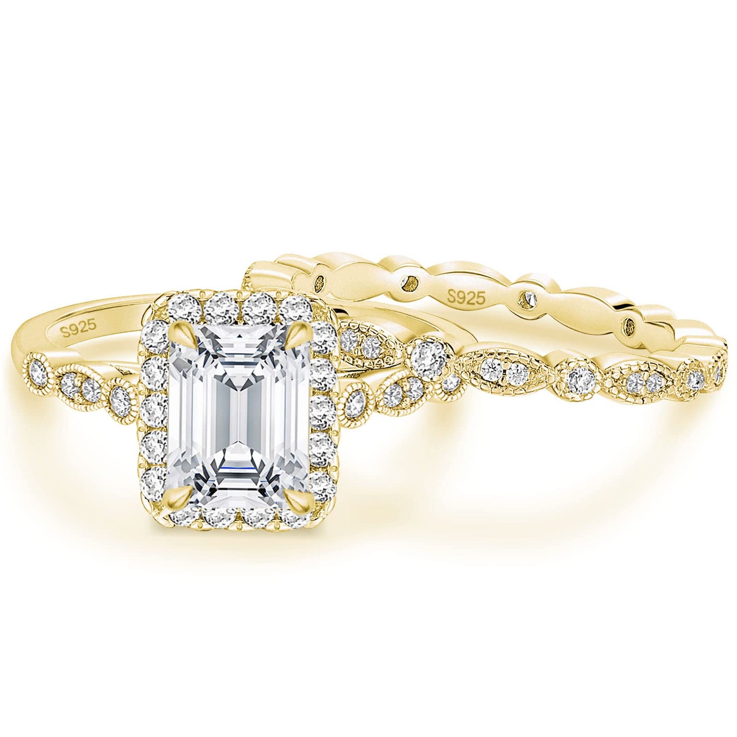 925 Sterling Silver Square Ring Set