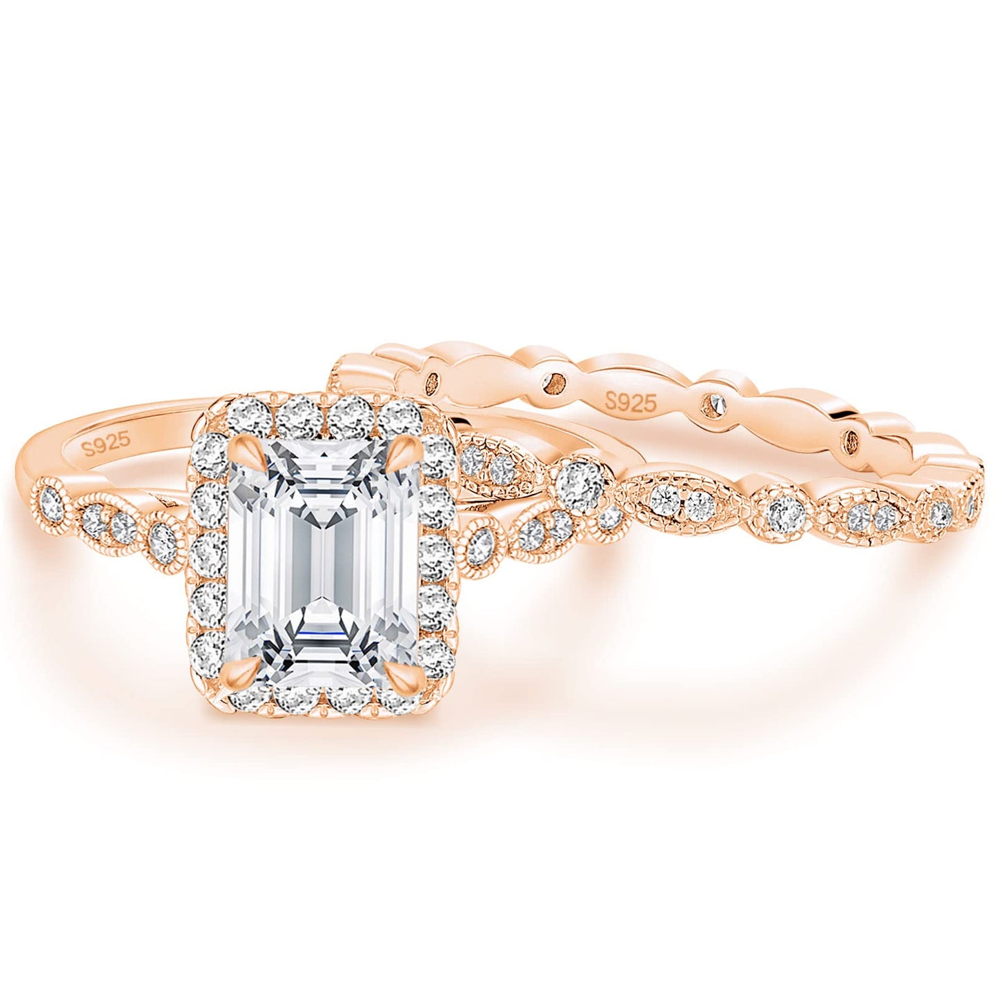 925 Sterling Silver Square Ring Set