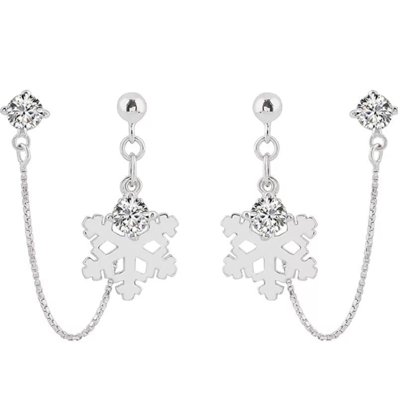 925 Sterling Silver Snowflake Earrings