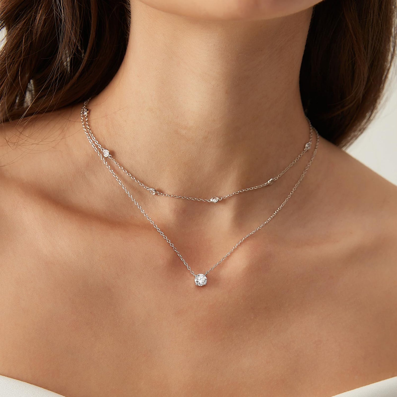 1CT 925 Sterling Silver Cubic Zirconia Necklace