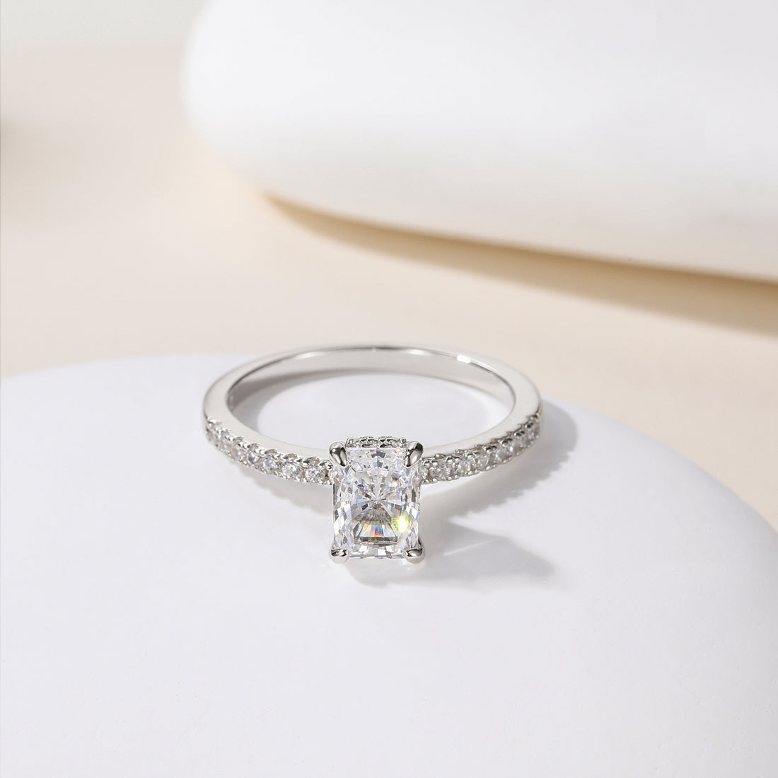 radiant cut ring, sterling silver rings for women, affordable wedding rings, cubic zirconia ring, 1ct ring, sterling silver cubic zirconia rings, travel ring, cheap rings, inexpensive promise ring, cz engagement rings, travel ring, silver engagement rings