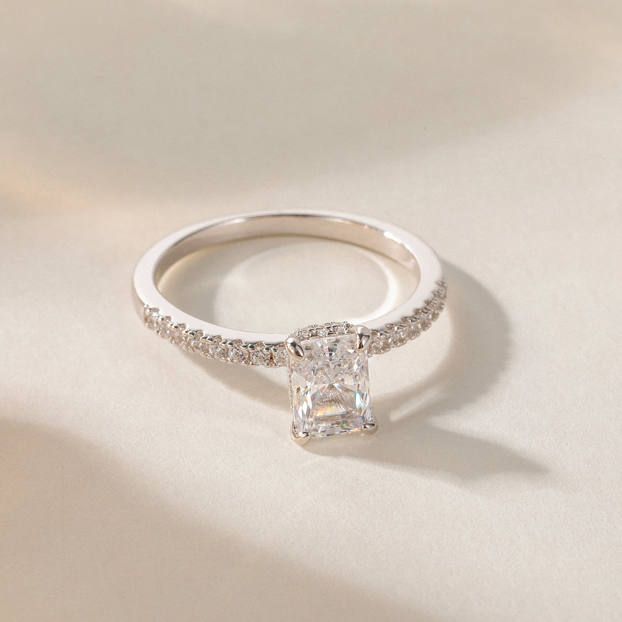 radiant cut ring, sterling silver rings for women, affordable wedding rings, cubic zirconia ring, 1ct ring, sterling silver cubic zirconia rings, travel ring, cheap rings, inexpensive promise ring, cz engagement rings, travel ring, silver engagement rings