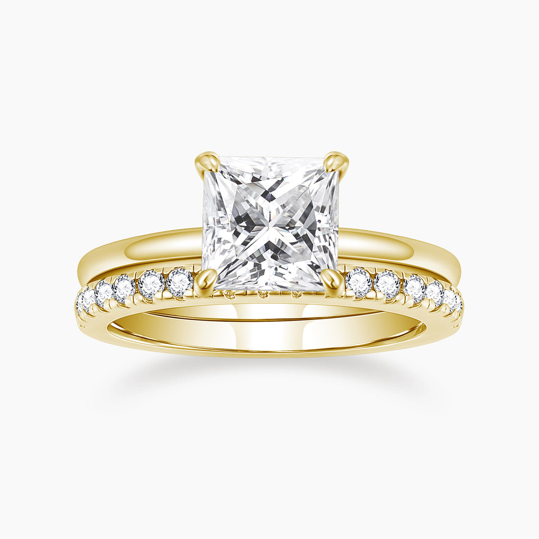 2.5CT 925 Sterling Silver Princess Cut Cubic Zirconia Ring Set
