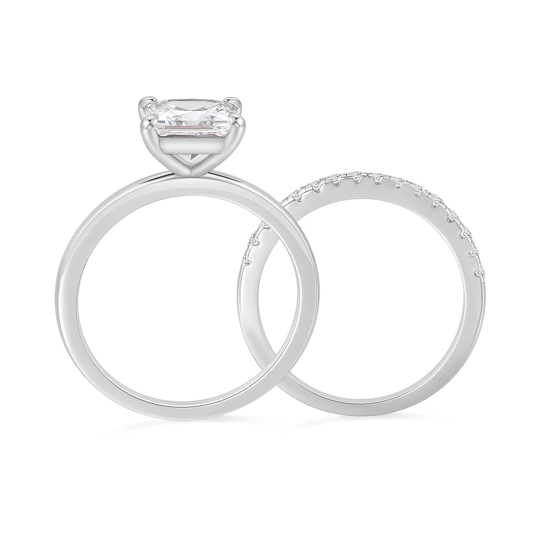 2.5CT 925 Sterling Silver Princess Cut Cubic Zirconia Ring Set