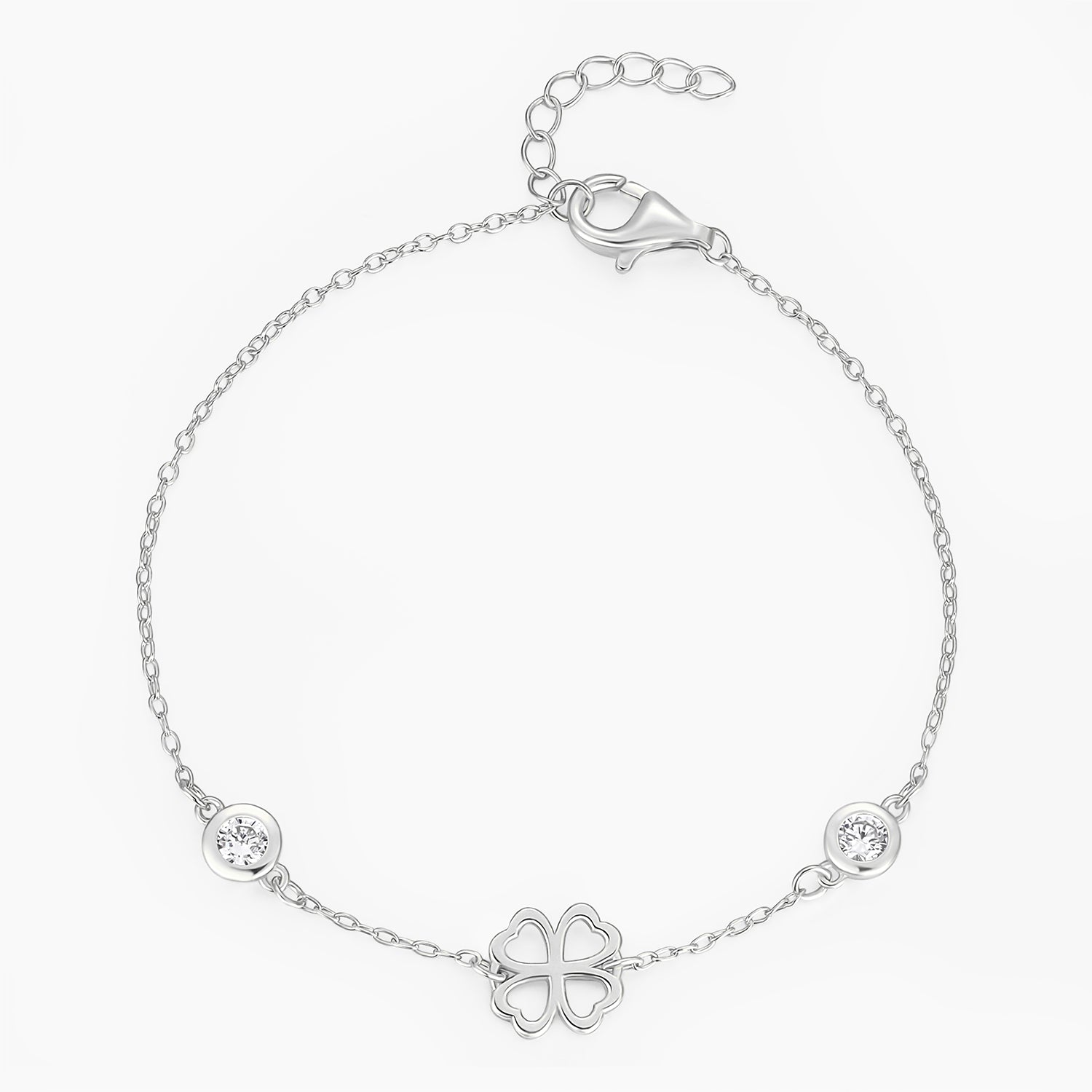 clover bracelet, birthstone bracelet, silver bracelet, stacking bracelets, adjustable bracelet