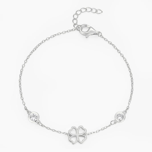 clover bracelet, birthstone bracelet, silver bracelet, stacking bracelets, adjustable bracelet