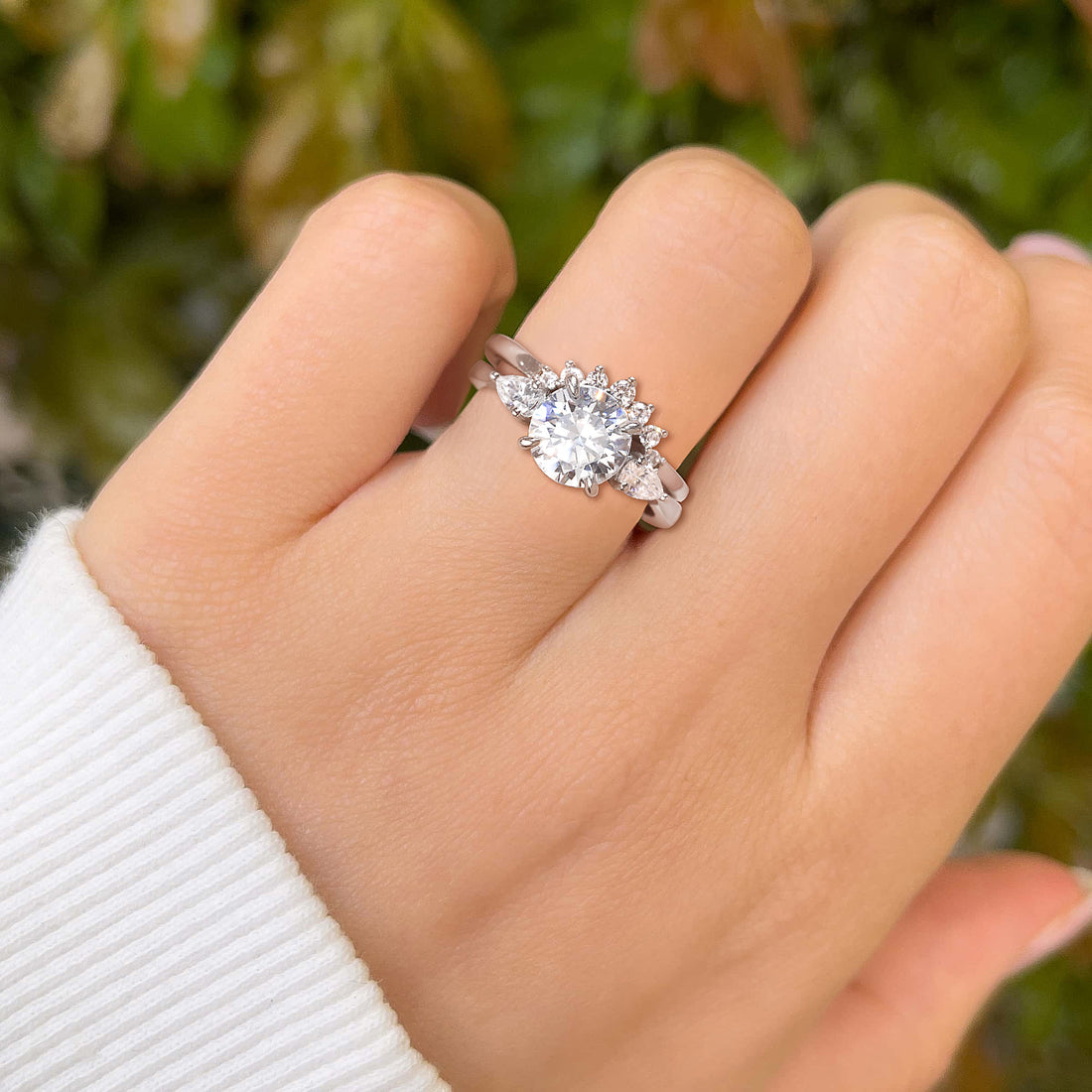 2CT Round Cut Cubic Zirconia Crown Engagement Ring Set