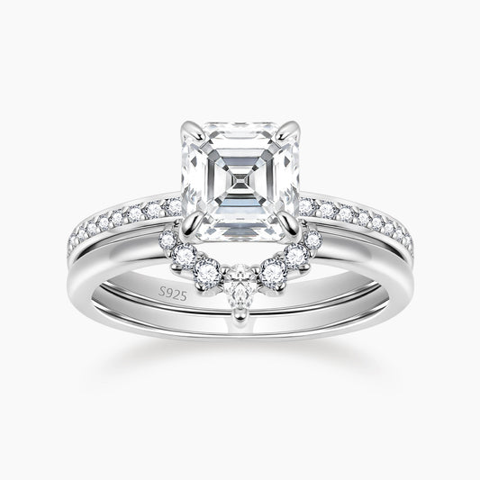 cheap wedding ring sets, asscher cut ring, cubic zirconia ring, sterling silver ring, silver wedding rings, crown rings, cheap cubic zirconia ring, fake bridal set rings