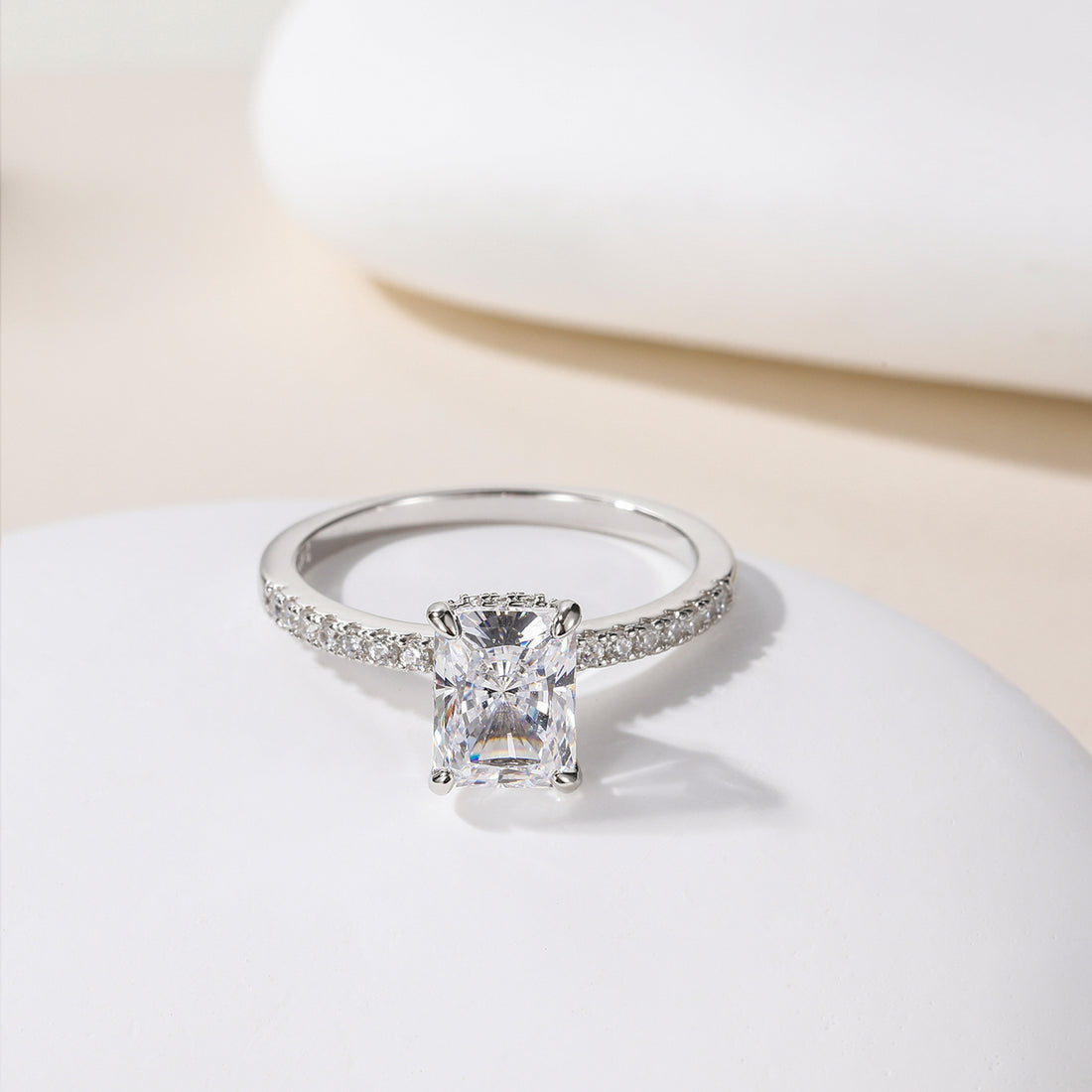 radiant cut ring, sterling silver rings for women, affordable wedding rings, cubic zirconia ring, 2ct ring, sterling silver cubic zirconia rings, travel ring, cheap rings, inexpensive promise ring, cz engagement rings