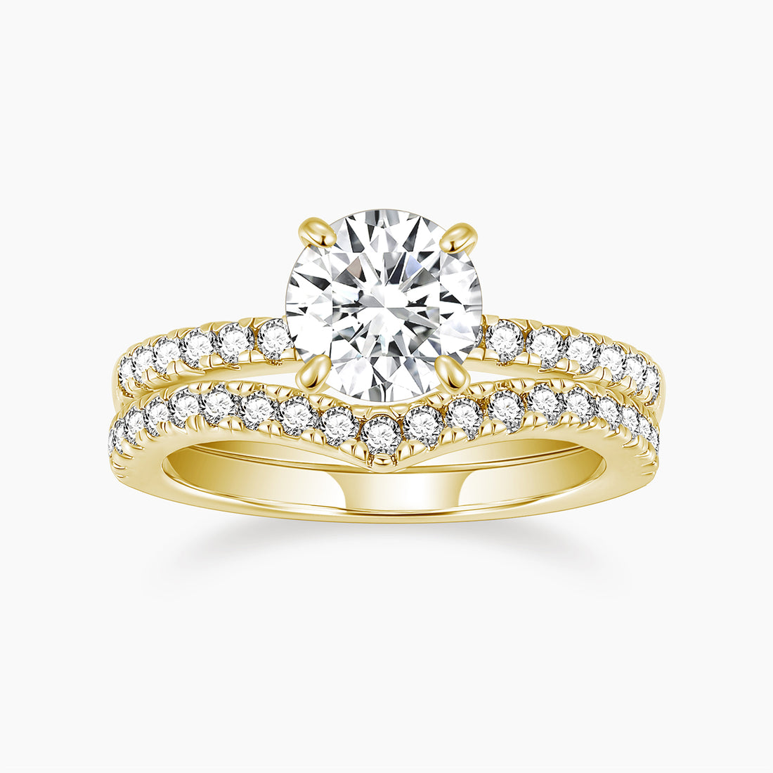 2CT 925 Sterling Silver Round Cut Crown Bridal Ring Set