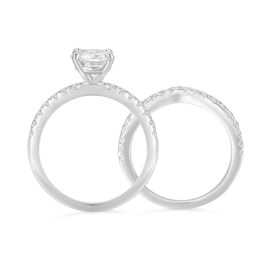 2CT 925 Sterling Silver Round Cut Crown Bridal Ring Set