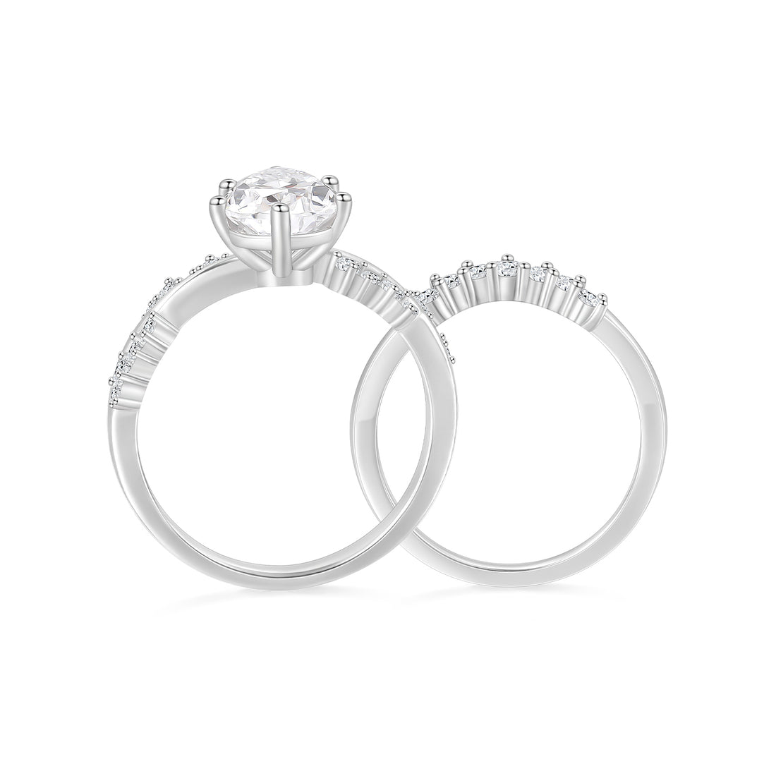 fake bridal set rings, pear cut ring, cubic zirconia ring, sterling silver ring, crown ring, cubic zirconia engagement ring, affordable jewelry, travel ring, CZ Stones, cheap wedding ring sets