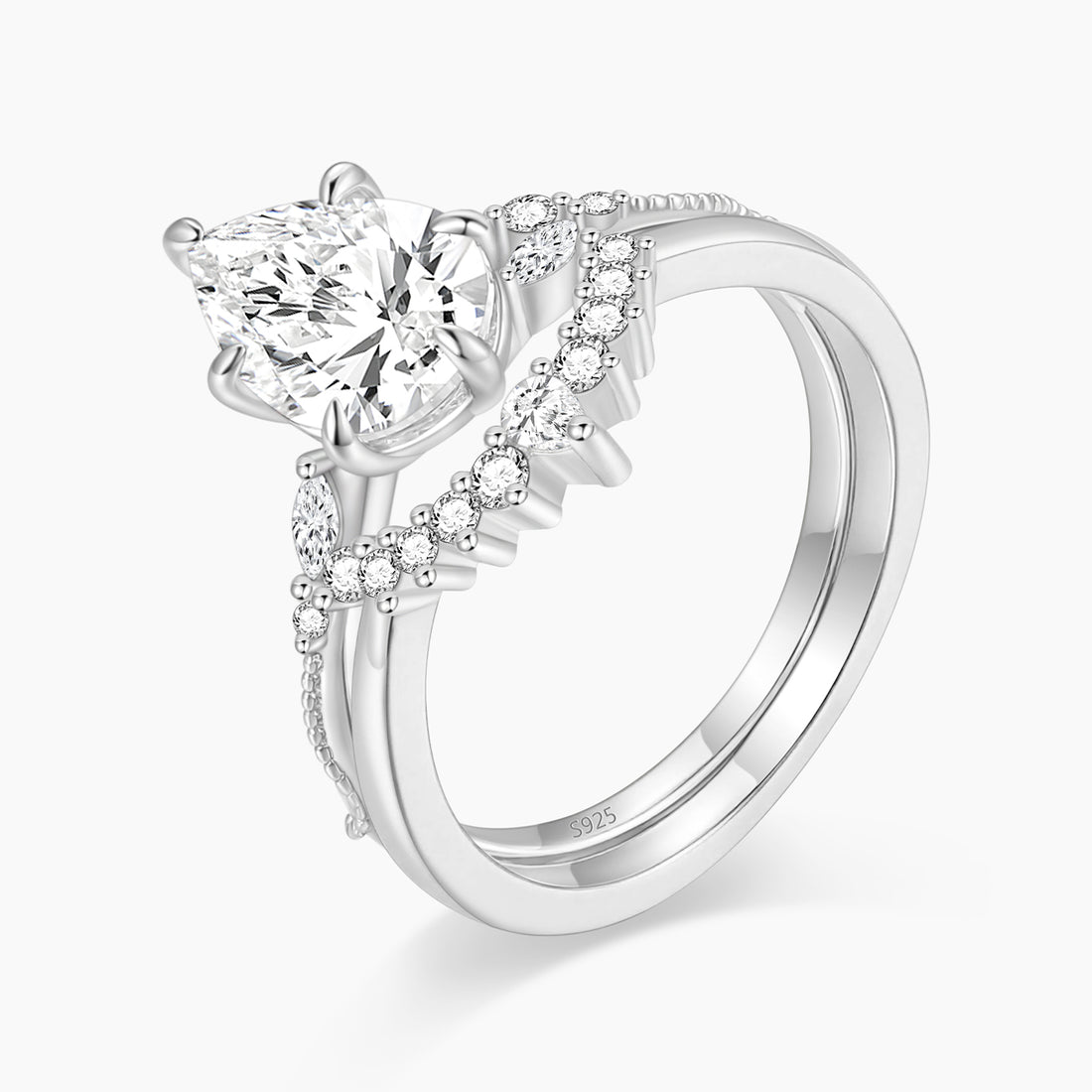 cheap wedding ring sets, cz ring, cz engagement rings, cubic zirconia engagement rings, crown ring, pear engagement ring, fake bridal set rings