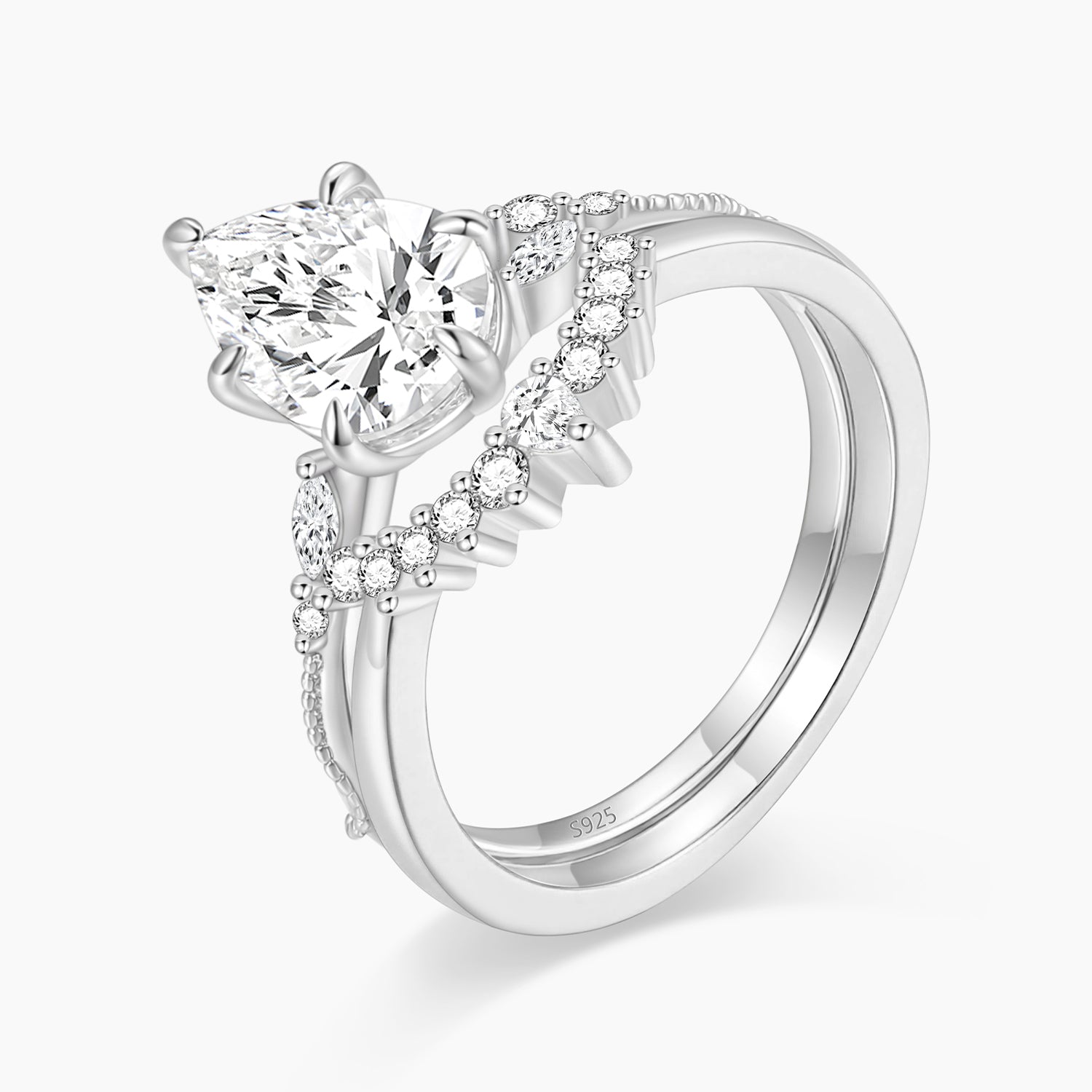 cheap wedding ring sets, cz ring, cz engagement rings, cubic zirconia engagement rings, crown ring, pear engagement ring, fake bridal set rings