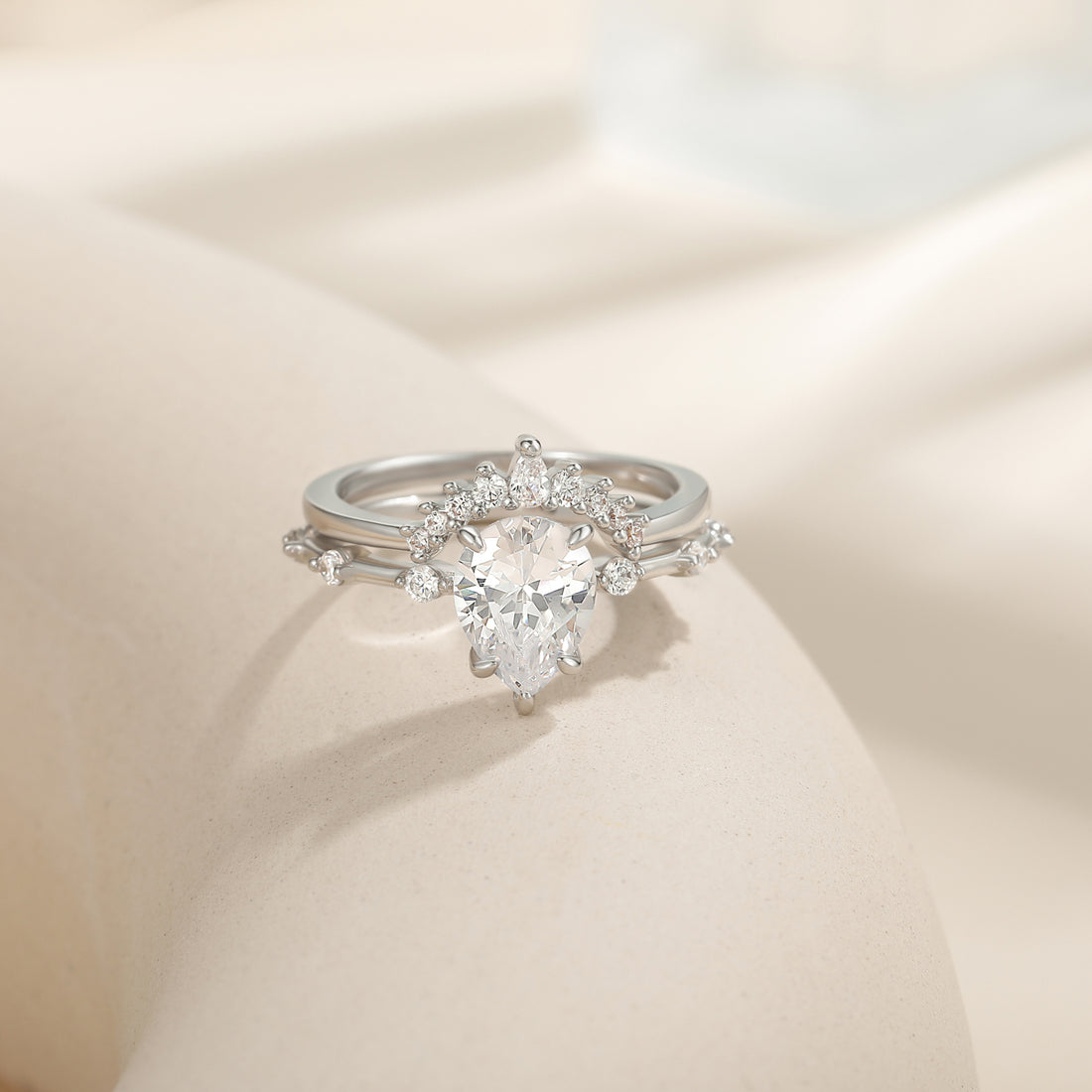 cheap wedding ring sets, cz ring, cz engagement rings, cubic zirconia engagement rings, crown ring, pear engagement ring, fake bridal set rings