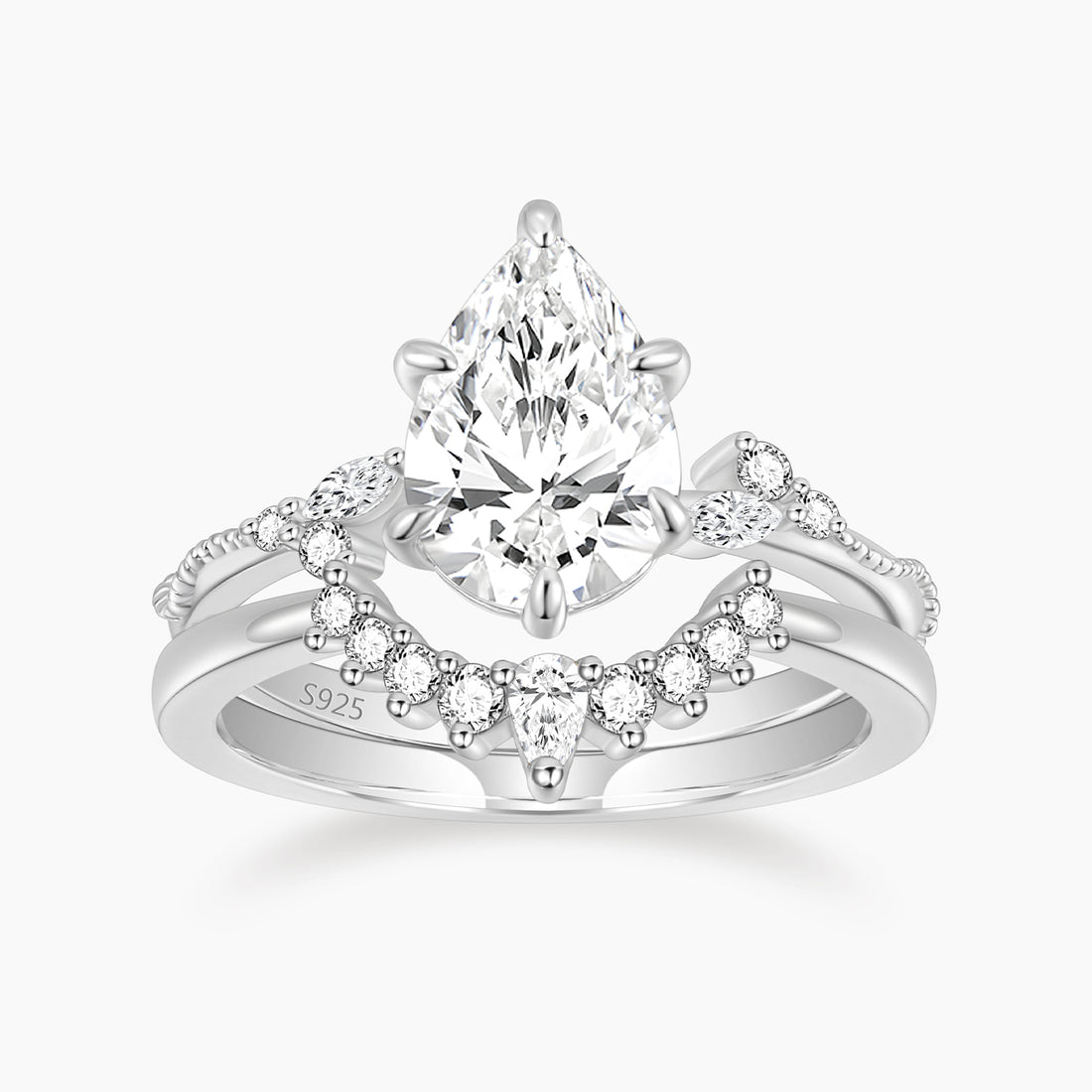 cheap wedding ring sets, cz ring, cz engagement rings, cubic zirconia engagement rings, crown ring, pear engagement ring, fake bridal set rings