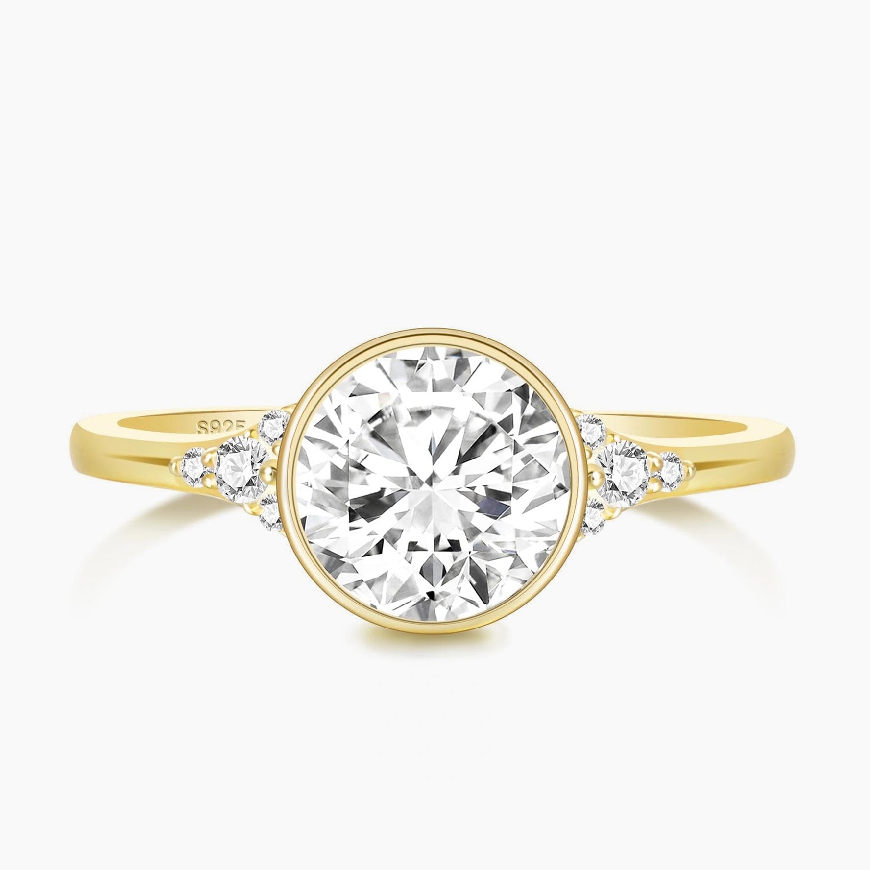 2CT Round Cut Bezel Engagement Ring