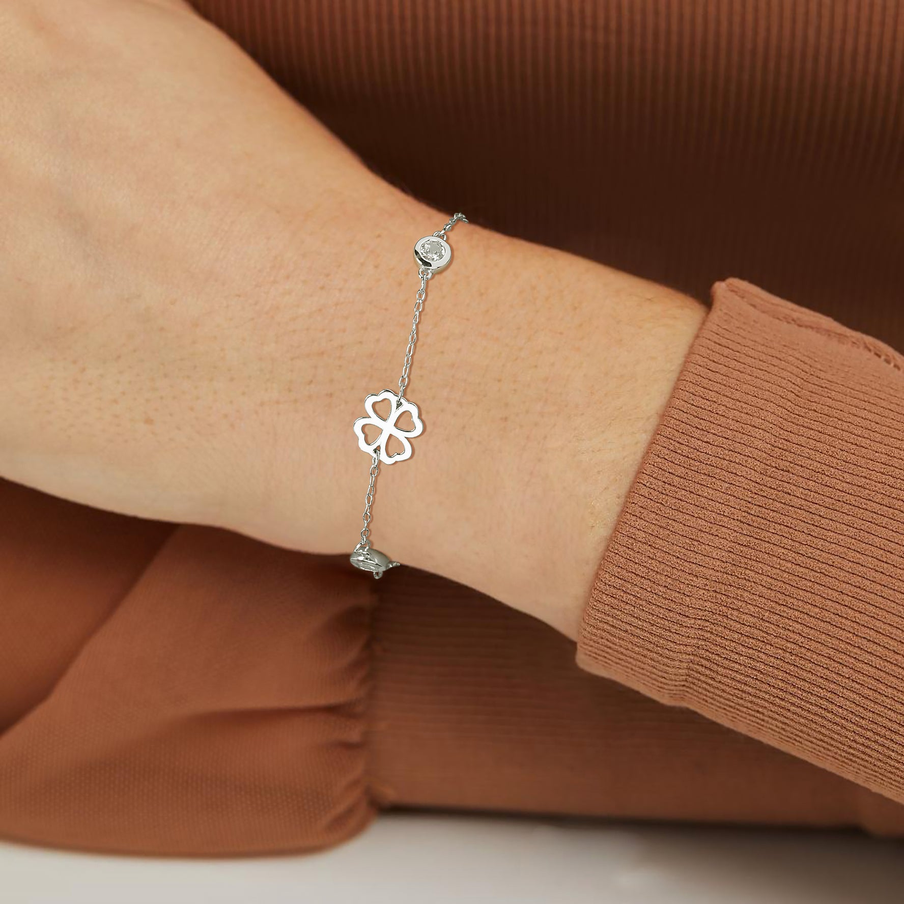clover bracelet, birthstone bracelet, silver bracelet, cheap bracelet
