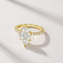 14K gold plated ring, 3 carat engagement ring, 3CT ring, rings for women, marquise engagement ring，low profile engagement rings，CZ Stones, pave engagement ring, eamti rings, eamti, eamti jewelry,travel rings