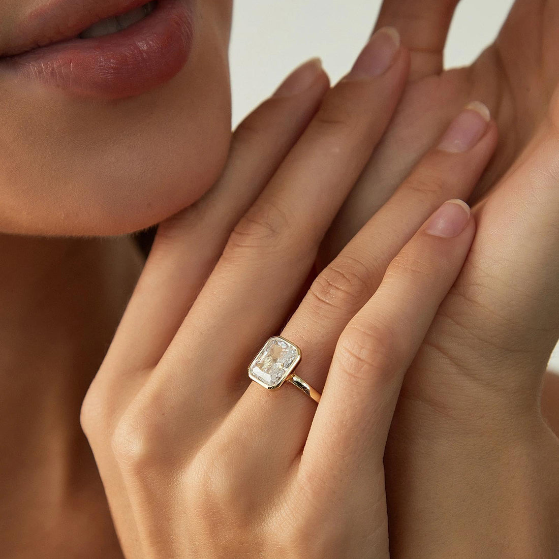 3CT Cubic Zirconia Bezel Wedding Ring