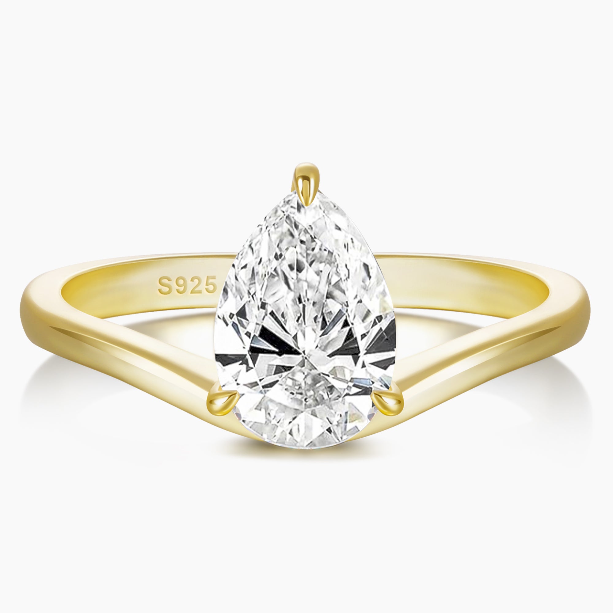 curved engagement rings, curved band, pear engagement rings, pear cut, cubic zirconia rings, cubic zirconia usa, travel rings, fake diamond rings, cz rings, affordable jewelry, gold engagement rings