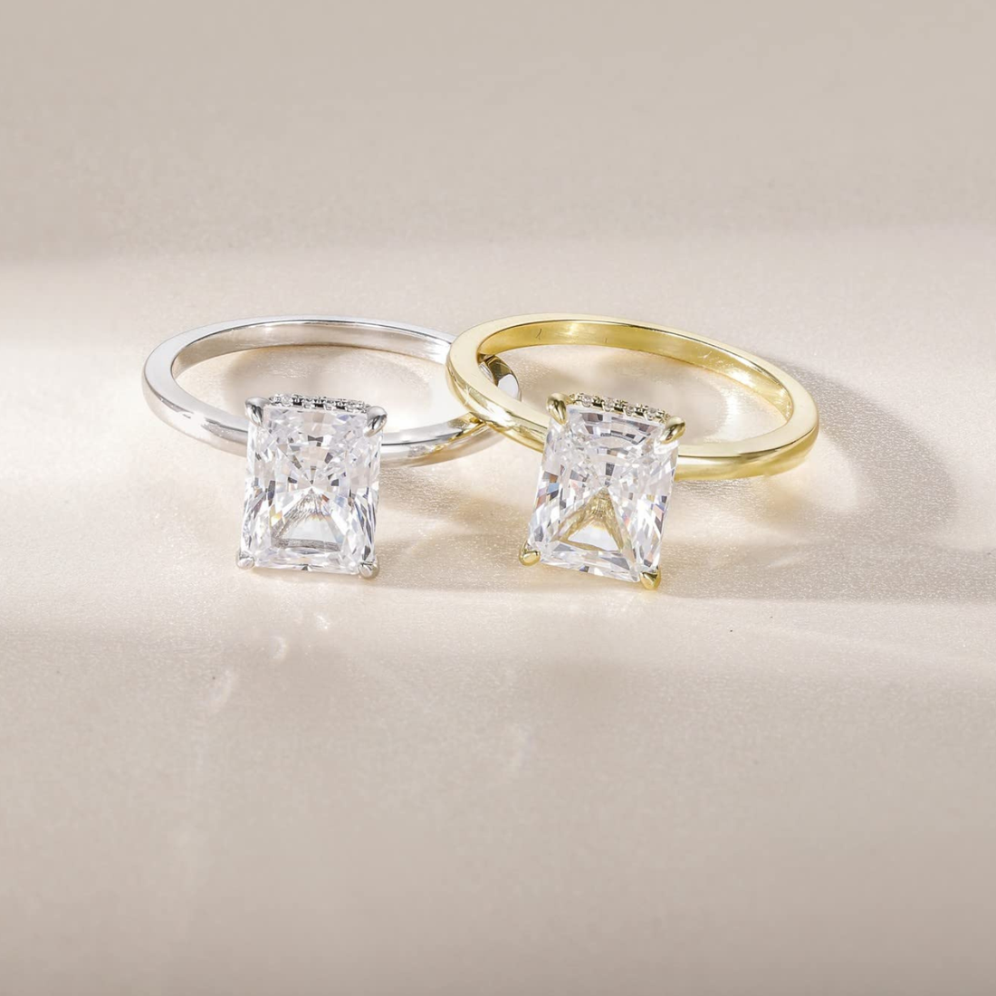 3CT S925 Radiant Cut Cubic Zirconia Engagement Ring