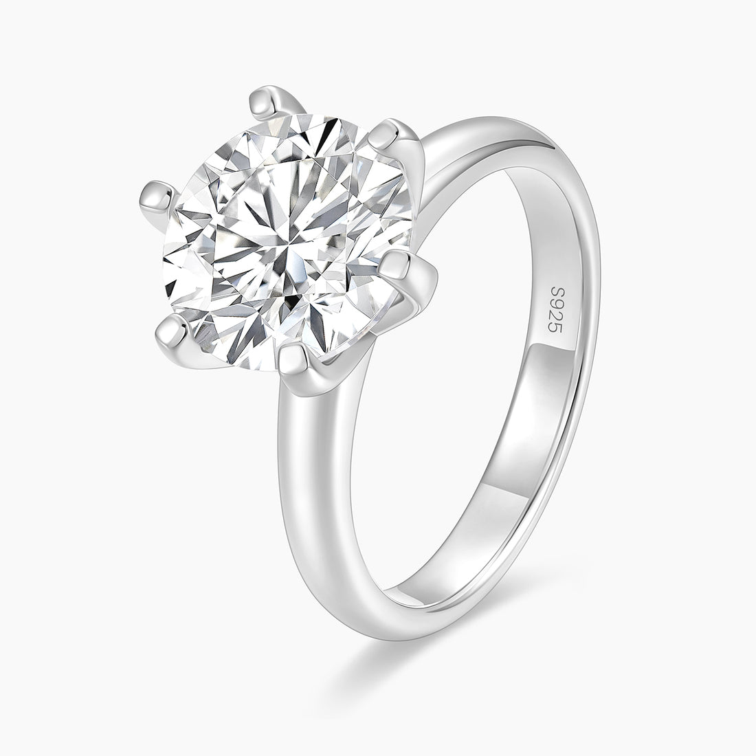 4CT Classic Round Cut Moissanite Engagement Ring