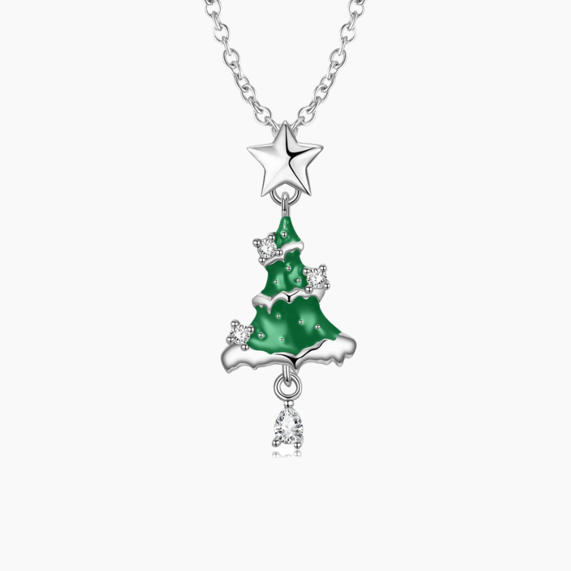 Christmas Tree Pendant Necklace in Sterling Silver