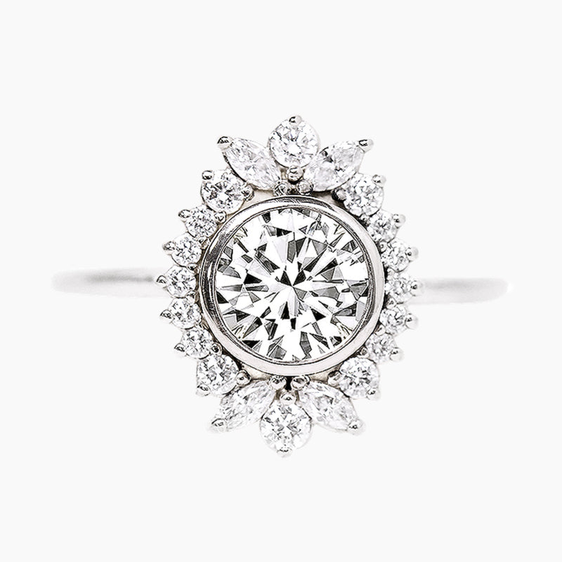 New Oval Lace Engagement Ring in Sterling Silver