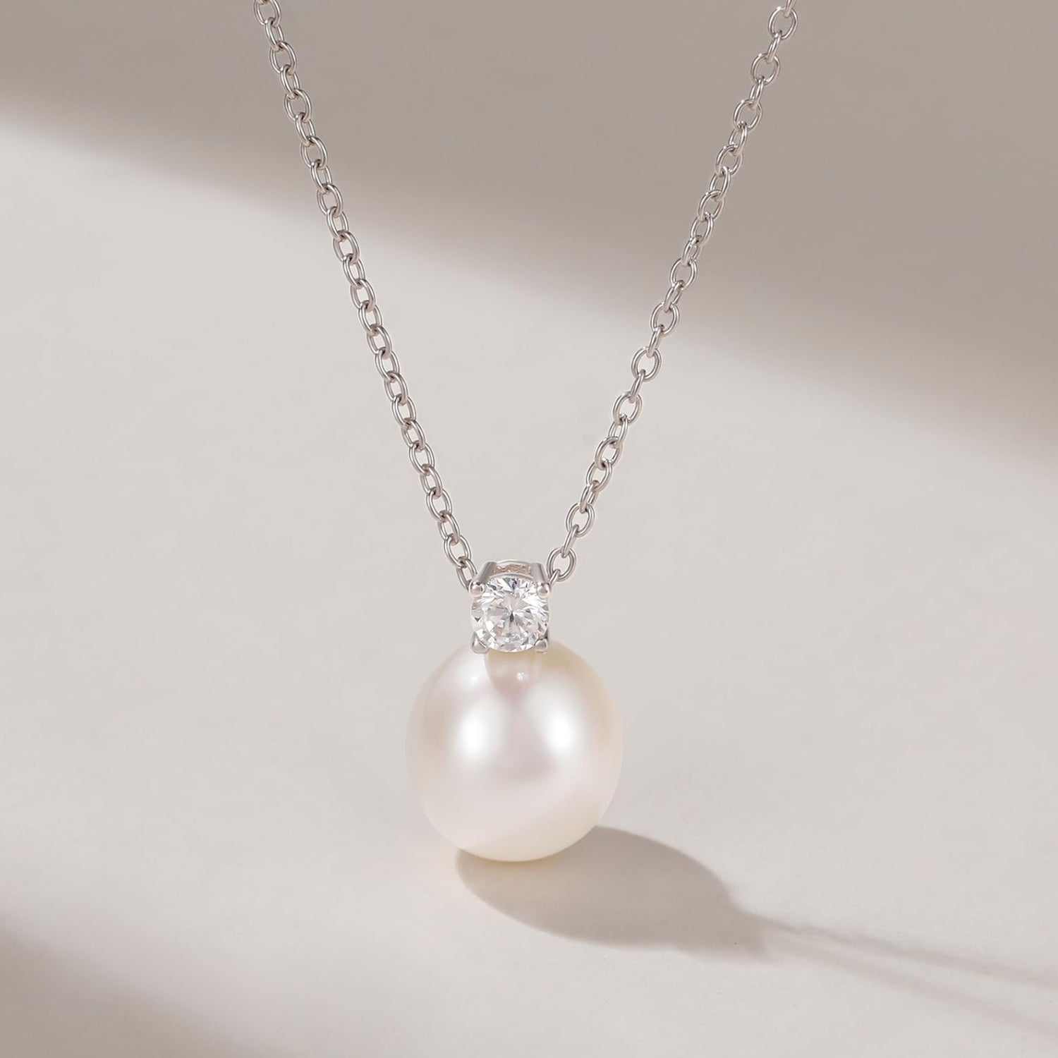 freshwater pearl necklace, Cubic Zirconia Necklace, 925 Sterling Silver Necklace, pearl pendant necklace, freshwater cultured pearls necklace, 925 sterling silver chain,pearl pendant necklace