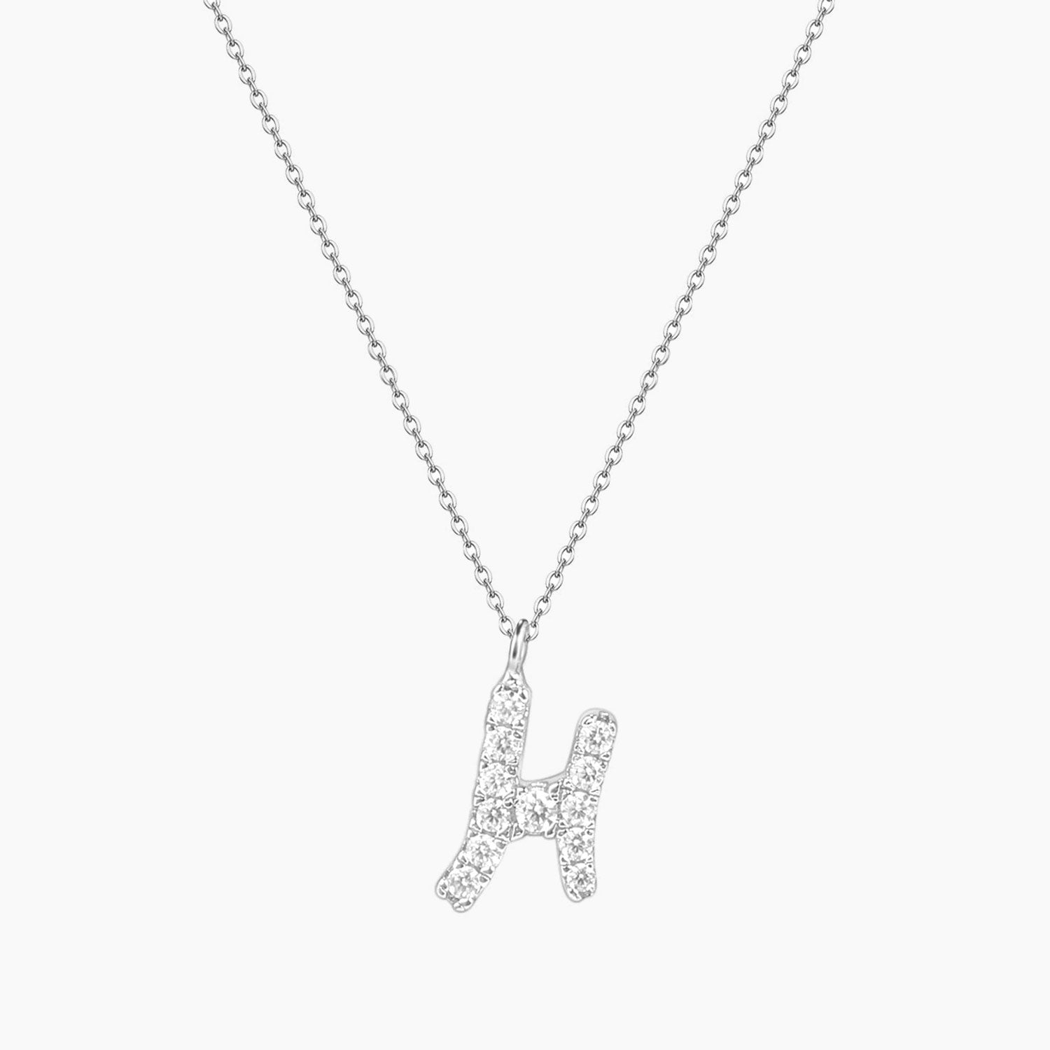 925 Sterling Silver Letter H Initial Necklace