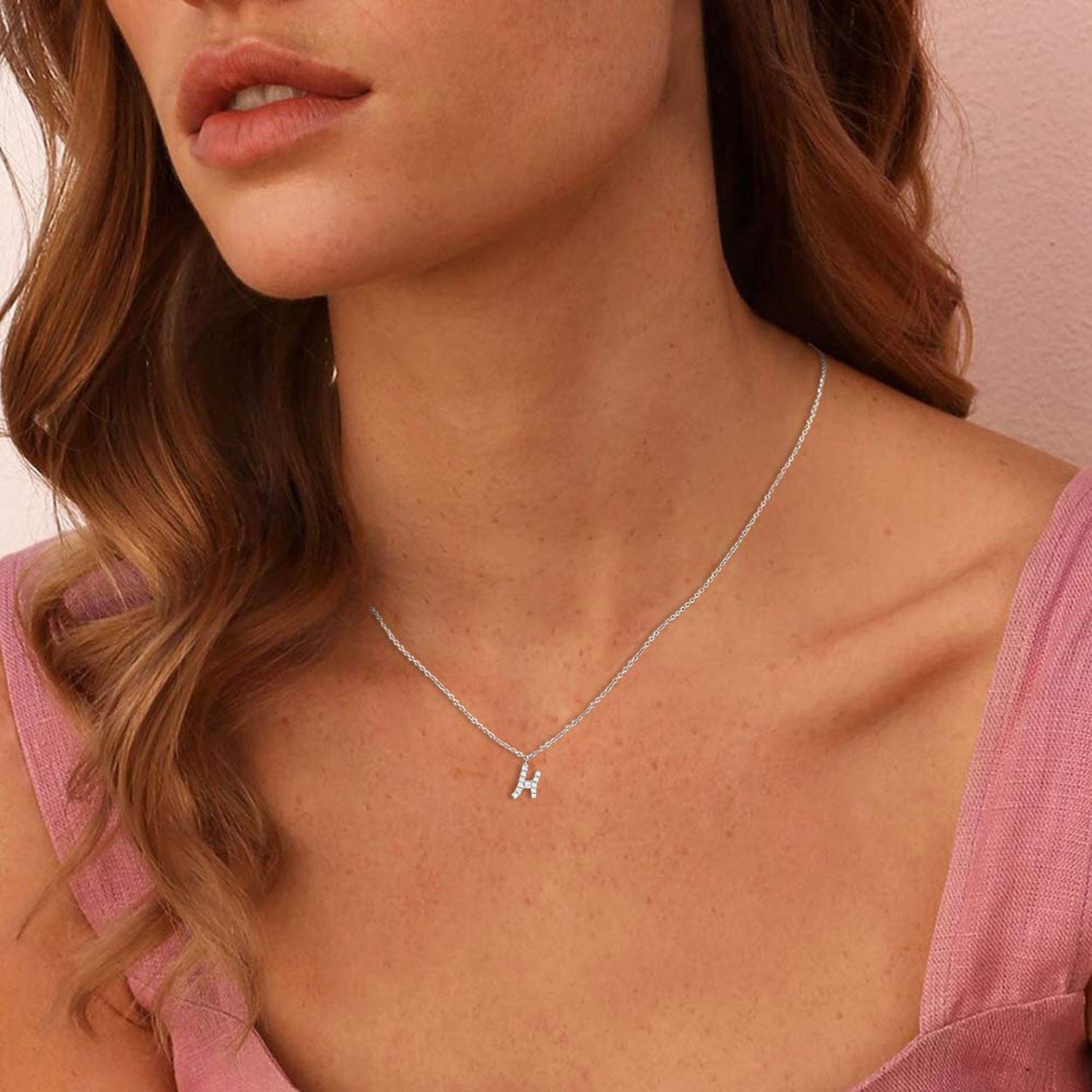 925 Sterling Silver Letter H Initial Necklace