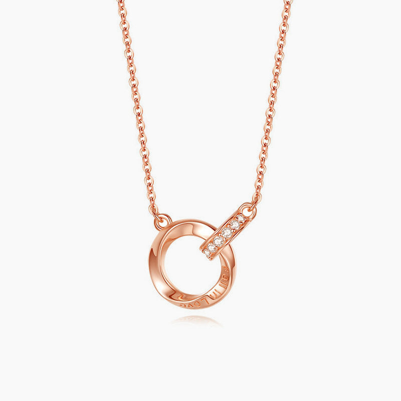 925 Sterling Silver Mobius Double Ring Necklace