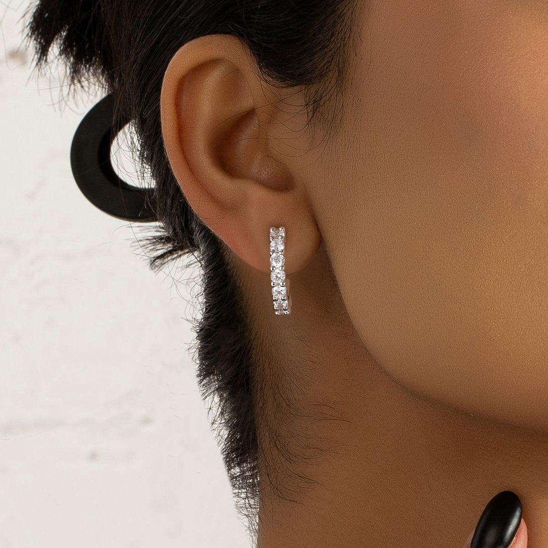 moissanite earrings, silver huggie, hoop huggies, huggie earrings, tiny hoop earrings, silver earrings, s925 earrings for women