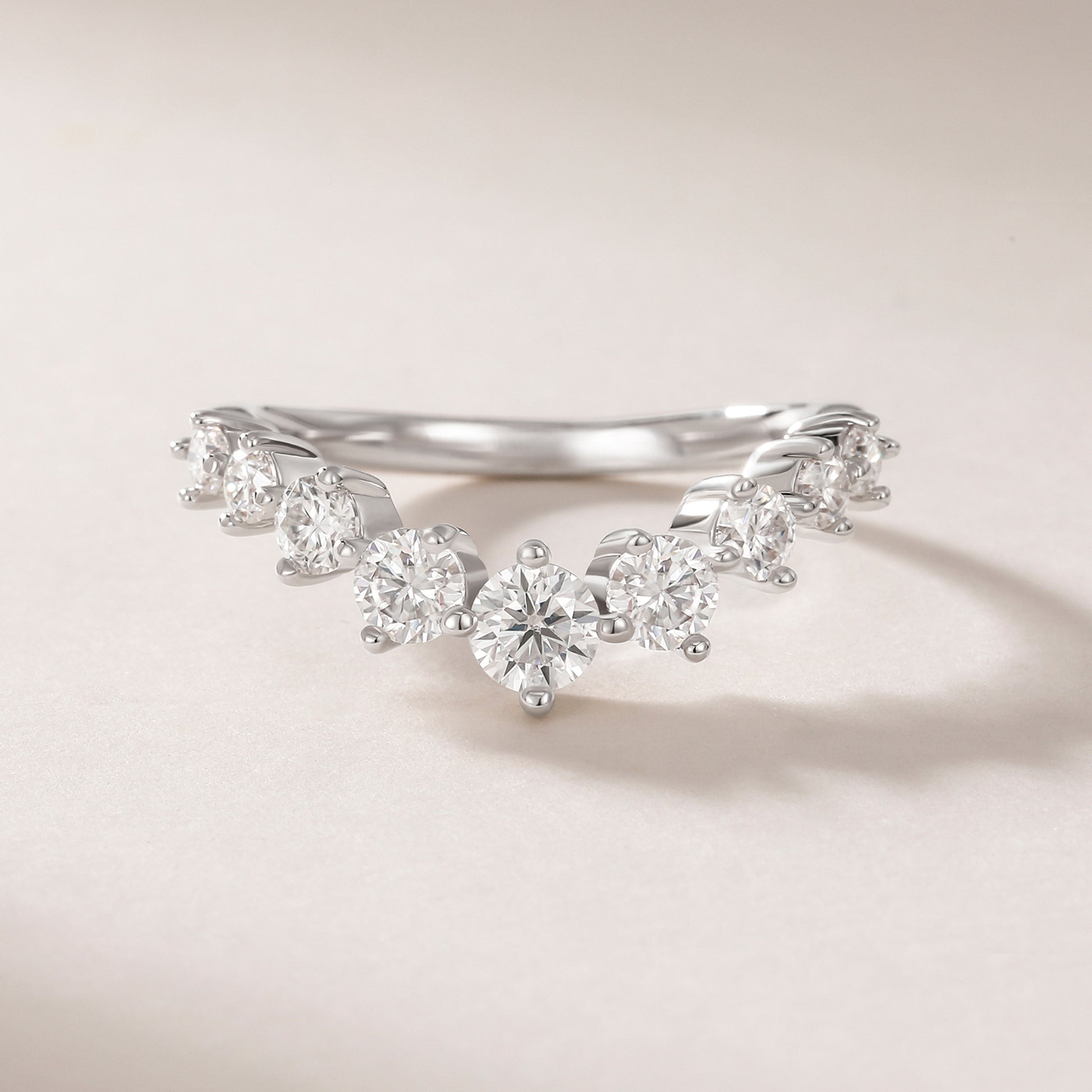 Curved Half Eternity Band Ring