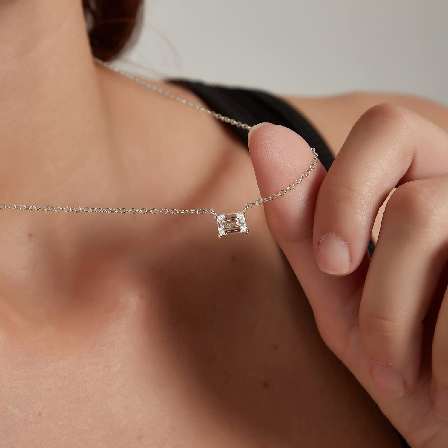 Dainty Emerald Cut CZ Necklace