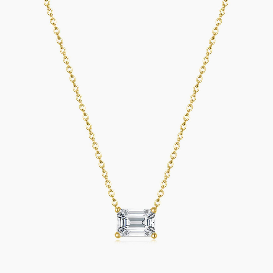 Dainty Emerald Cut CZ Necklace