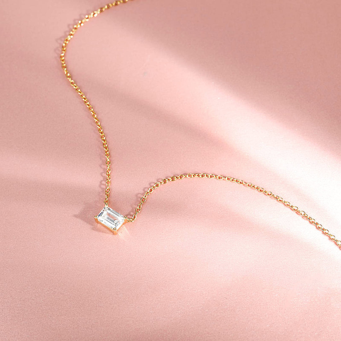 Dainty Emerald Cut CZ Necklace